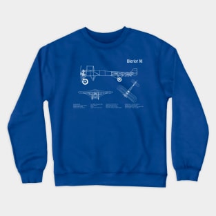 Bleriot XI - Louis Bleriot Airplane Blueprint Plan - ADpng Crewneck Sweatshirt